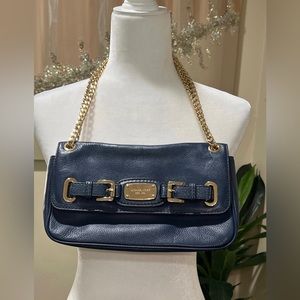 Michael Kors teal shoulder gold straps bag